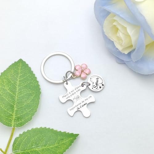JRZDFXS Cadeau Soeur Noel Porte Clef Soeur de Coeur Porte clef Amour Soeur Ma Soeur de Coeur pour toujours pour Sœur Originale Porte-clés Cadeau Soeur Anniversaire (1) (6) – vue 4