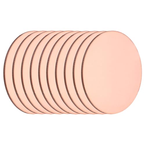 MECCANIXITY 10 Pcs Round Copper Plate, 50mm (1.97") Dia Pure Copper Sheets, 1.5mm(0.06") T2 Pure Copper Plates for Crafts, DIY, Electrical Repairs, Industrial Use
