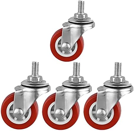 NIANXINN Caster Set Of 4 Heavy Duty Swivel Caster 50mm, Threaded Stem Casters M8/M10, PVC Rubber Furniture Casters, For Trolley/Carts, Move Silent Smooth Castors (Color : With Brake, Size : 2inch*M8)