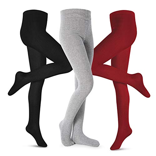 Image of Girls Tights Toddler Cable Knit Cotton Footed Seamless Dance Ballet Baby Girls' Leggings 3 /4 Pack