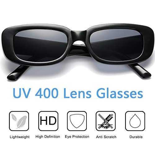 Image of Vintage Rectangle Sunglasses for Women Men 90s Fashion Narrow Square Frame Eyewear UV400 Protection