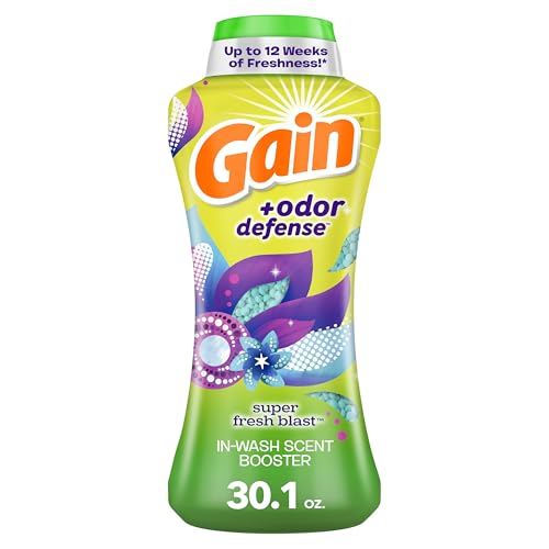 Image of Gain Odor Defense In-wash Scent Booster, Super Fresh Blast scent, 30.1 OZ, 2 in 1 Freshness plus Odor Protection, laundry scent beads