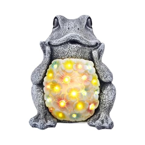 LJINNOVEX Solar Garden Frog Statue with Light– Charming Outdoor Figurine for Yard, Patio, Lawn Decorations – Unique Solar-Powered Garden Decor Gift for Mom, Grandma, Birthday, or Christmas Cover
