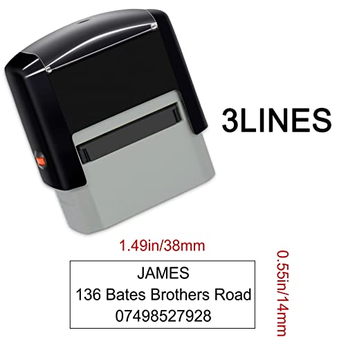 Personalised Stamp 38x14mm Custom Self-Inking Business Address Rubber Stamps Up to 3 Lines-4 Color and Font Choices
