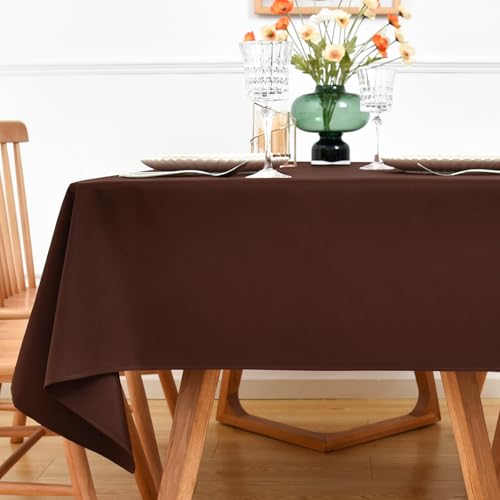 NEWISHER Chocolate Rectangle Tablecloth 70 x 108 inch for 6 Foot Tables