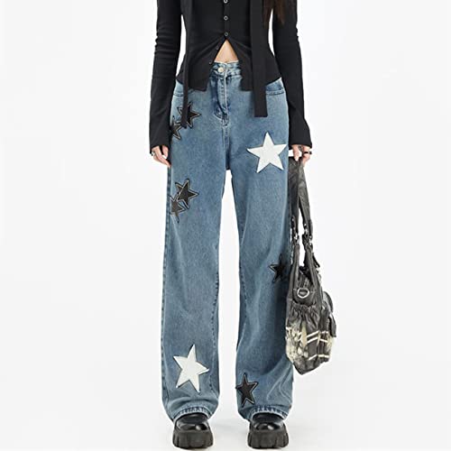 Cute Jeans for Women Teen Girls Star Y2k Pants Low Rise Loose Jeans Y2k Aesthetic Summer Clothing Grunge3