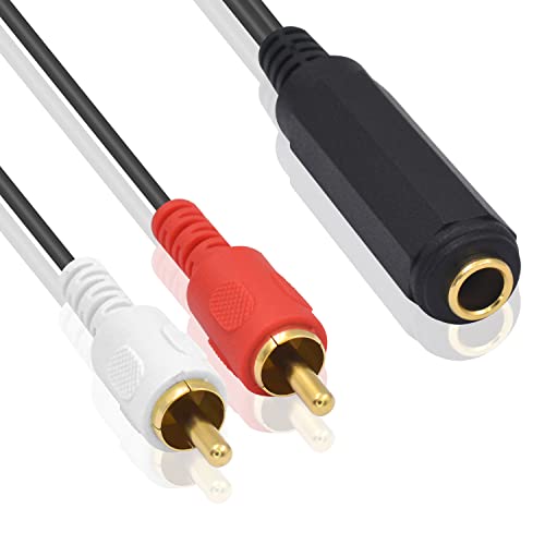 Poyiccot Rca To 1/4 Adapter Cable, 6.35Mm 1/4 Inch Trs Stereo Jack Female To 2 Rca Male Plug Y Splitter Adapter Cable 25Cm/10Inch (635F-2Rcam) #TOP1