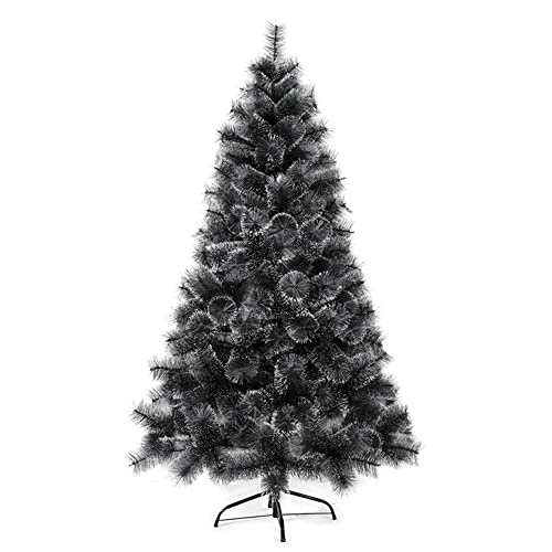 Solagua Árbol de Navidad Pino 120-210cm, Abeto Artificial Ignífugo con Hojas de Aguja, Decoración Navideña Ideal para Hogar, Oficina y Local con Soporte Metálico (120 cm, Negro con Efecto nevado)