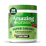 Amazing Grass Greens Blend Antioxidant: Super Greens Powder Smoothie Mix with Organic Spirulina, Beet Root Powder, Elderberry, Bilberry, Prebioitics & Probiotics, Sweet Berry, 30 Servings (Packaging May Vary)