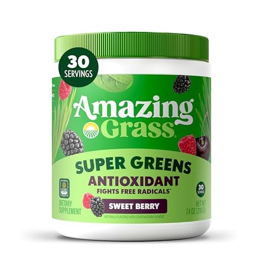 Amazing Grass Greens Blend Antioxidant: Super Greens Powder Smoothie Mix with Organic Spirulina, Beet Root Powder, Elderberry, Bilberry, Prebioitics & Probiotics, Sweet Berry, 30 Servings