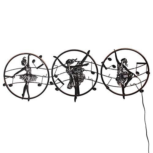 Image of eCraftIndia Set of 3 Dancing Lady Handcrafted Iron Wall Hanging with Background LED's