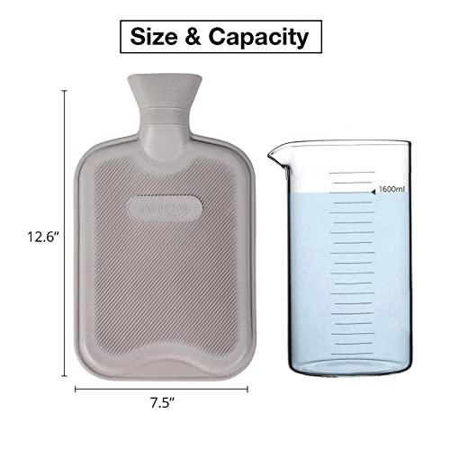 Hometop Premium Classic Rubber Hot Or Cold Water Bottle With Soft Fleece Cover (2 Liters,Gray) #TOP3