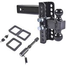 Adjustable Trailer Hitch for 2.5-Inch Receiver 6-Inch Drop/Rise, 2" & 2-5/16" Ball Hitches for Trucks, 22,000 LBS GTW, Trailer Hitches with Anti-Theft Pin Mustrod