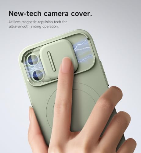 Image of SURITCH for iPhone 12 /12 Pro Case with Magnetic Camera Slide Cover and Adjustable Kickstand, Compatible with MagSafe, Shockproof Bumper Case Slim Protective Cover for iPhone 12 /12 Pro 6.1 Inch, Green
