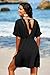 Dokotoo Summer Dresses for Women 2025 Hollow Out V Neck Short Sleeve Beach Vacation Clothes for Women Cover Ups Bathing Suit Bikini Swimwear Swimsuit Coverup Hawaiian Tunic Sun Dress Black Medium