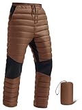 FREE SOLDIER Men's Warm Puffy Down Pants Water Resistance Windproof Insulated Winter Snow Ski Pants (Medium Brown)