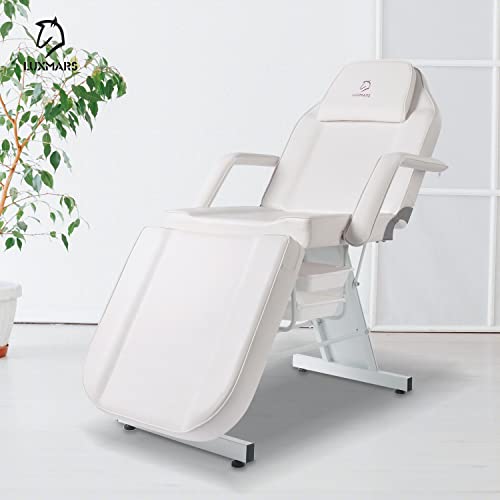 Luxmars Tattoo Chair Facial Chair, Massage Bed Salon Bed With Hydraulic Stool For Professional Massage Facial Lash Beauty Treatment，White #TOP7