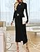 ZESICA Women's 2026 Spring Long Sleeve Bodycon Dress Mock Neck Wedding Guest Cocktail Party Long Midi Dresses Black Medium
