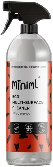 Miniml Eco Multi Surface Cleaner General Purpose Spray 750ml – Blood Orange Scented for Cleaning All Surfaces Floors Walls Glass Kitchen Bathroom – Natural Plant Based Vegan Formula & Cruelty Free