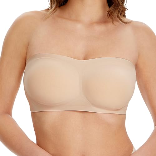 HBselect Strapless Bras for Women Non-Slip Padded Bandeau Bra, Wireless Tube Top Bra Seamless for Large Bust