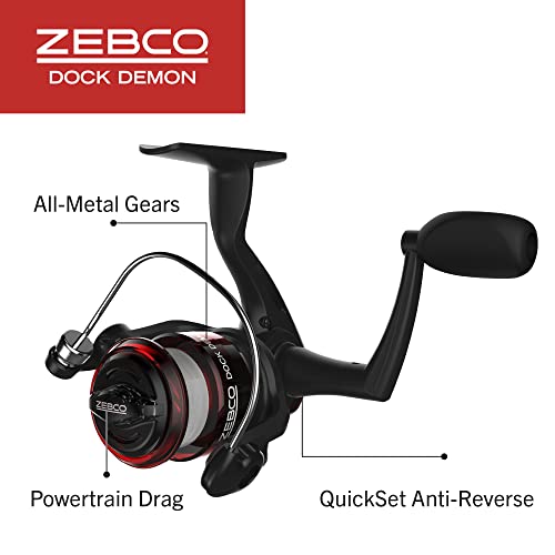 Image of Zebco Dock Demon Spinning Reel or Spincast Reel and Fishing Rod Combo, 30-Inch Durable Fiberglass Rod, QuickSet Anti-Reverse Fishing Reel