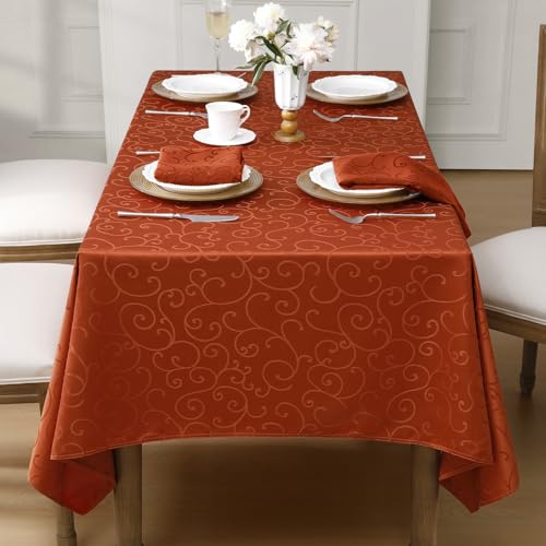 Romanstile tovaglia autunnale antimacchia 140x240 cm arancione 10-12 posti tovaglie rettangolare per tovaglia jacquard Impermeabile decorativa per feste di compleanno, cucina, sala da pranzo,halloween - immagine 3