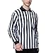 TopTie Men's Official Long Sleeve Black & White Striped Referee Shirt, Pro-Style Ref Umpire Jersey-M