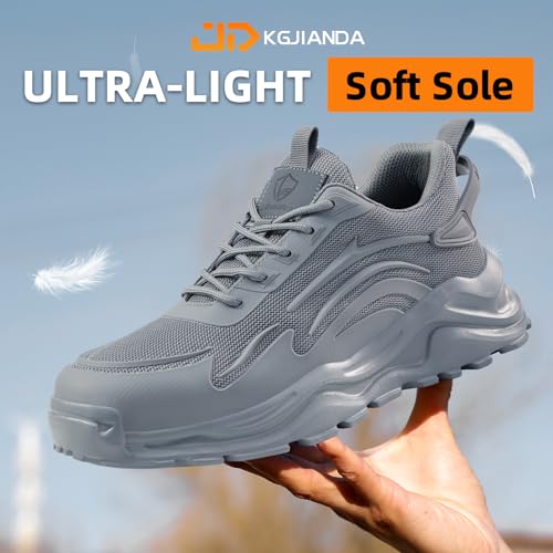 Image of Steel Toe Shoes for Men, Lightweight Safety Work Shoes, Breathable Puncture-Resistant Work Shoes for Warehouse, Factory and Light Construction