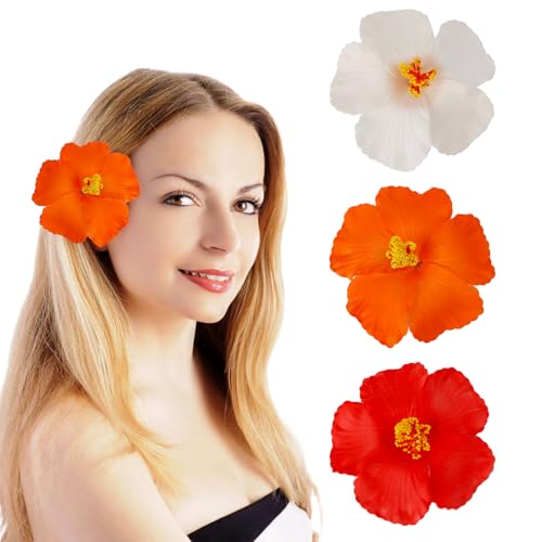 Yqhugbc 3 Piezas Pinza Pelo Flor, Flor Hawaiana Pelo, Clips de Pelo de Flor, Hawaianas Pinzas Pelo de Flor, Horquillas Pasadores Pelo Mujer, Adecuado para Playas y Fiestas