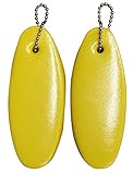 2 Pack JUMBO Vinyl Coated YELLOW Floating Keychain key floats -Made in the USA- (Yellow)