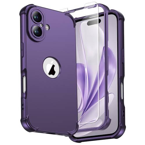 ORETECH 3 in 1 for iPhone 16 Case with 2 x 9H Screen Protector,Purple by ORETECH - Used condition - US$6.27