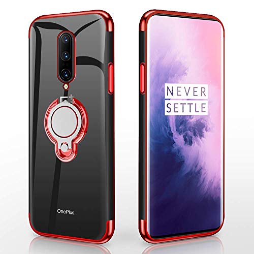 ATUSIDUN Case for OnePlus 7Pro Thin Clear TPU Soft Protection Cover with Shock-Absorption 360Â° Rotating Magnetic Finger Ring Impact Resist Durable Case for OnePlus 7Pro