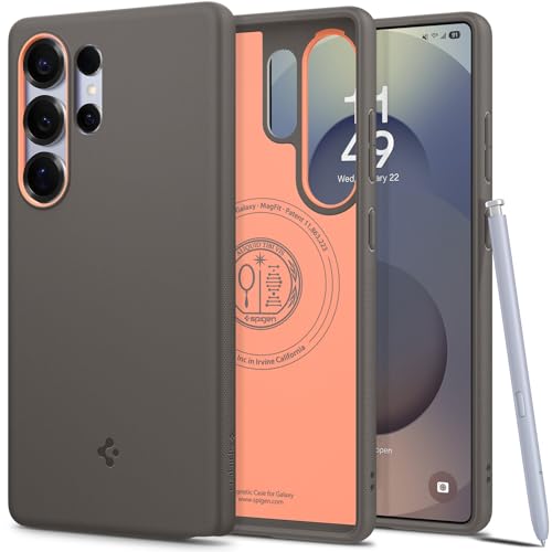 Spigen Galaxy S25 Ultra �P�[�X Magfit�Ή� �ϋv�� �\�t�g �ق��肪�t���ɂ����f�� �c�[�g���J���[ �i�m�|�b�v�E�}�O�t�B�b�g ACS09058 (�p�p�C���E�O���[)