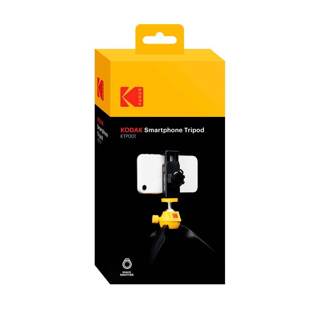 KODAK Smartphone Tripod - Vlogging Trépied/poignée pour smartphones et caméras avec système de fixation à vis ¼ (Parfait pour les Vlogs/Vlogging, Déclencheur à distance Bluetooth amovible)