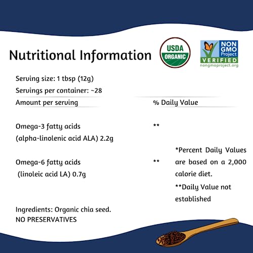 Spectrum Essentials Organic Chia Seed, Omega-3 & Fiber, 12 Oz
