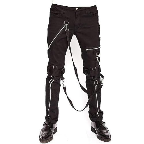 Men's Electro Bondage Rave Gothic Cyber Chain Jeans Punk Rock Pants (Medium) Black4