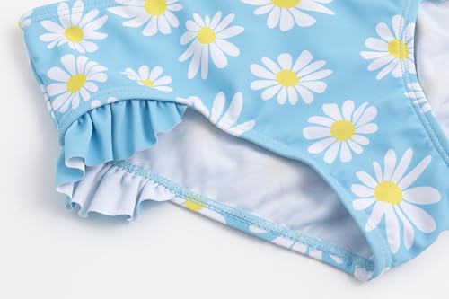Image of LIZENS Girls Two Piece Swimwear Tankini Long Sleeve Ruffle Trim Swimsuit 2-12Years for Kids Daisy Pattern