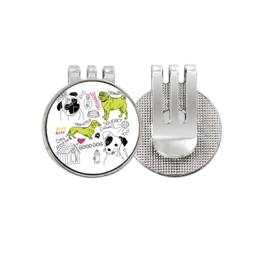 Marque-balle de golf cadeau original avec clip magnétique motif chien animé