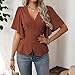 Womens Dressy Tops Casual Ruffle Short Sleeve Henley V Neck Blouses with Buttons Fashion Summer Work Vacation Shirts Brown