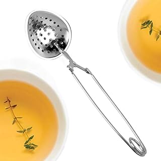 Happy Sales Long Handle Loose Leaf Snap Tea Infuser Spoon, Stainless Steel Mesh