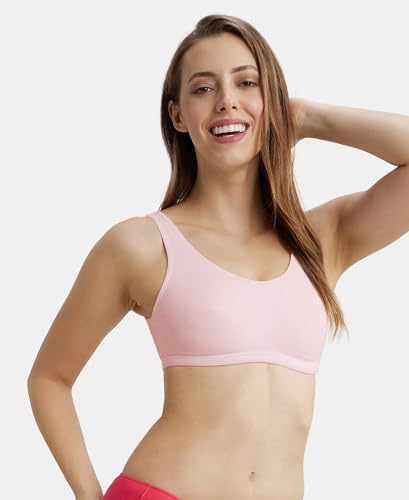 Image of Jockey 1550 Women Super Combed Cotton Elastane Stretch Slip On Lounge Bra with StayFresh Treatment