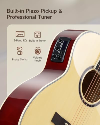 Donner 3/4 Acoustic Electric Guitar 36'' with Built-in Pickup & Tuner - image 3