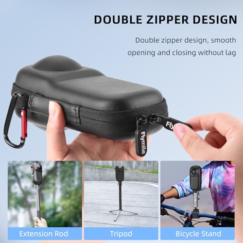 Image of BRDRC Portable Small Case for Insta360 X5 X4 (for Cage and Lens Cap), Carrying Storage Bag Protective Cover Hard Shell Travel Protector with Wrist Strap Carabiner for Insta 360 X5 X4 Accessories