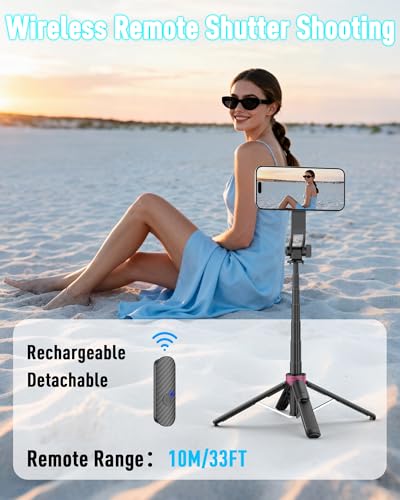 ACKIMA Magnetic Tripod for iPhone, Portable Selfie Stick with Remote, Four-Leg Support Cellphone Stand for MagSafe, Fits Selfie Video Recording Gym Travel Essentials Accessories - Image 5