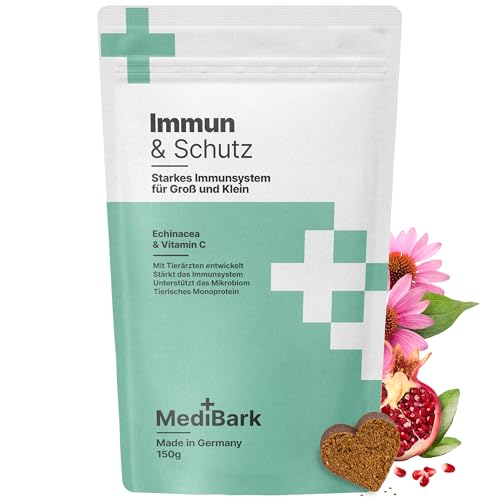 MediBark Immun & Schutz - 150g - Hundeleckerli mit Echinacea & Vitamin C - fördert Abwehrkräfte - Glutenfrei & Zuckerfrei - tägliche Vitamine & Antioxidantien - Leckerlis für Hunde - 225 Stück