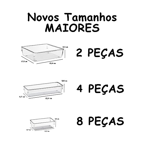 Kit 14 Organizador Multiuso Modular Gavetas Acrílico Cristal e Fume