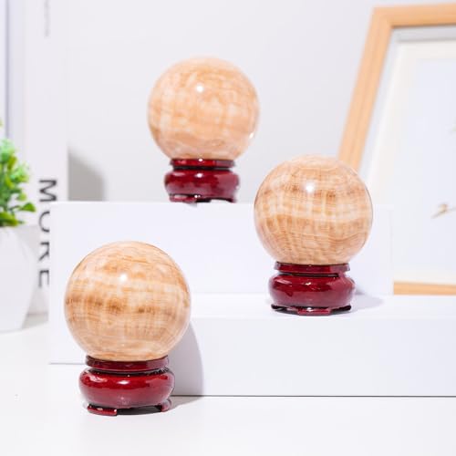 Quartz de bois pétrifié naturel en sphère décorative d'exception de 5.7 cm - 7