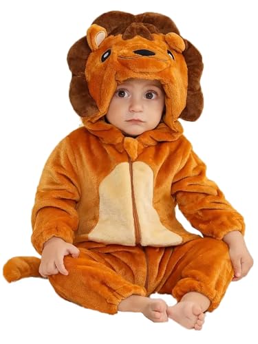 DarkCom Unisex Baby Animal Onesie Toddler Hooded Romper Halloween Cosplay Lion Costumes Kids Christmas Gifts 15-18 Months