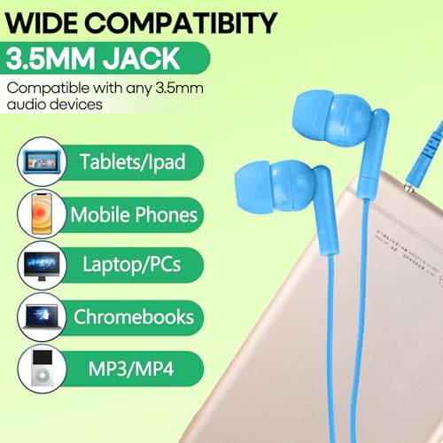 Wensdo 100 Packs Earbuds Bulk Classroom Headphones, Individually Bagged, Wholesale Students Wired Earphones with 3.5 mm Jack for Classroom School Library Museums and More (HY01,100 Mixed) by Wensdo - Image 6