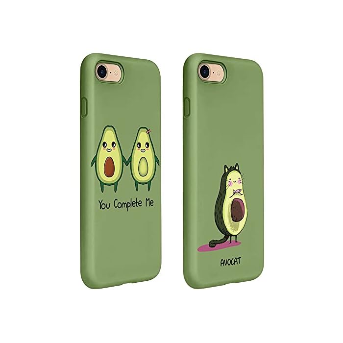 Yoedge 2 Stück Handyhülle für Apple iPhone 8/7 / SE2022 / SE2020 4,7" Hülle mit Muster, Weiche TPU Soft Slim Silikon Schutzhülle Con Motiv Aesthetic, Stoßfeste Case Cover für iPhone8, Avocado – Bild 3
